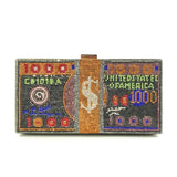 Rhinestone Money Clutch Purse for Women, 10000 Dollars Cash Stack Evening Bag