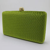 Velvet Suede Hard Box Clutch Evening Bag Green/Navy