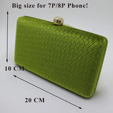 Velvet Suede Hard Box Clutch Evening Bag Green/Navy