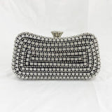 Diamond-Studded Clutch Bag for Wedding Party, Metal Handle Women's Dinner Bag
