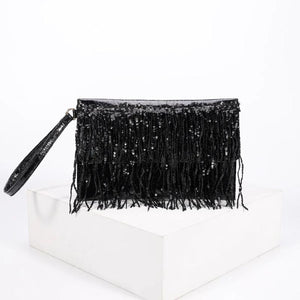 Sequins Evening Clutch Bag Tassel Small Handbag Party Bag Women Purse Wallet