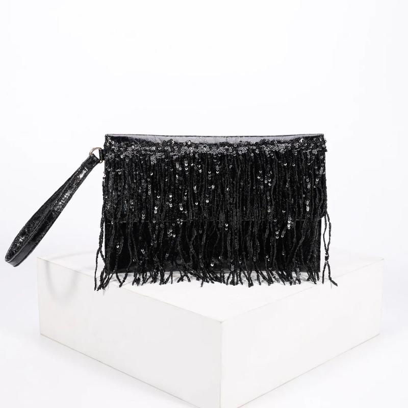 Sequins Evening Clutch Bag Tassel Small Handbag Party Bag Women Purse Wallet