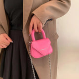Pink Orange Mini Handbag with Chain Crossbody Strap