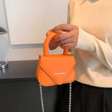 Pink Orange Mini Handbag with Chain Crossbody Strap