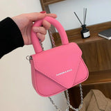 Pink Orange Mini Handbag with Chain Crossbody Strap