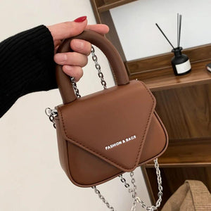 Pink Orange Mini Handbag with Chain Crossbody Strap
