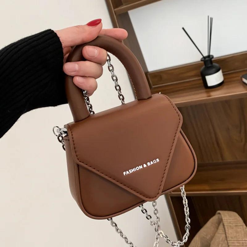 Pink Orange Mini Handbag with Chain Crossbody Strap