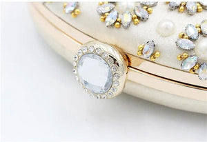 Women Diamond Flowers Clutch Bags Silk Single Side Mini Egg S