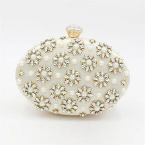 Women Diamond Flowers Clutch Bags Silk Single Side Mini Egg S