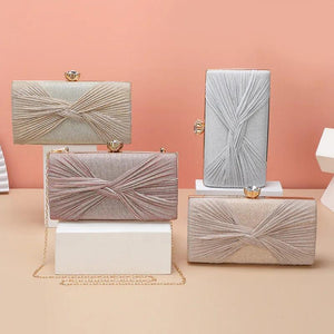 Crystal Flower Clutch Bag Bow Women's Handbags Wedding Party Purse 4 Colors