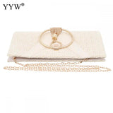 Tassel Handbag Women Wedding Party Clutch Bags Chain Circular Ring Bolsa Feminin
