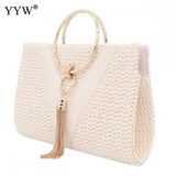Tassel Handbag Women Wedding Party Clutch Bags Chain Circular Ring Bolsa Feminin
