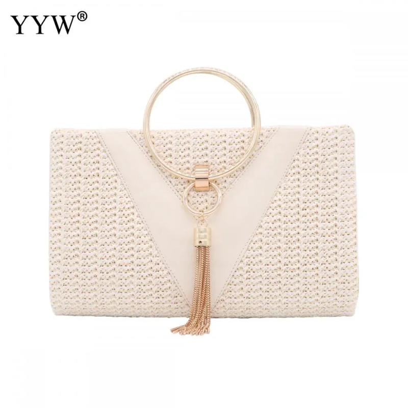 Tassel Handbag Women Wedding Party Clutch Bags Chain Circular Ring Bolsa Feminin