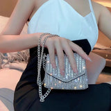 Rhine-drill Chain Small Square Bag Single Shoulder Oblique Cross Envelope Packag