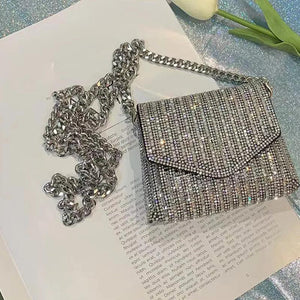 Rhine-drill Chain Small Square Bag Single Shoulder Oblique Cross Envelope Packag