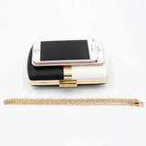 Leather Evening Clutch Wedding Purse Banquet Bag Chain Shoulder MN1541