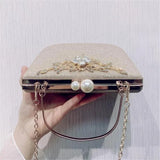 Women Bling Flowers Wedding Dinner Bags Chain Purse For Ladies
