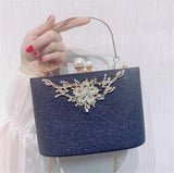 Women Bling Flowers Wedding Dinner Bags Chain Purse For Ladies