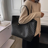 High-Quality Shoulder Bag with Large Capacity Print Handbag Texture Tote Bag
