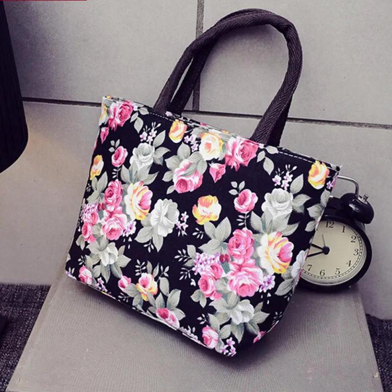 Floral Chinese-Style Women Handbag Canvas Tote Bag Shopping Purse