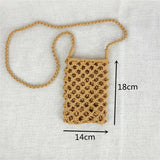 Vintage Straw Tassel Crossbody Bag for Beach, Summer Mini Phone Bag