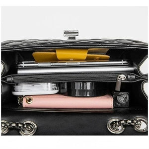 Leather Chain Crossbody Messenger Bag for Women