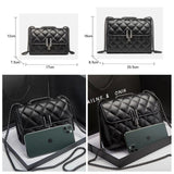 Leather Chain Crossbody Messenger Bag for Women