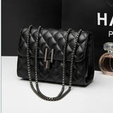 Leather Chain Crossbody Messenger Bag for Women