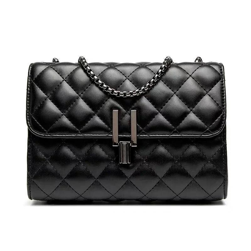 Leather Chain Crossbody Messenger Bag for Women