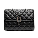 Leather Chain Crossbody Messenger Bag for Women