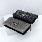 Rock Purse PU Leather Women Wallet Rivet Handbags Punk Female Long Purse