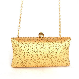 Golden Crystal Clutch Evening Bag - Wedding Bride Clutches Shine