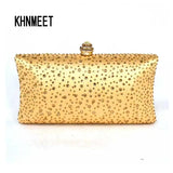 Golden Crystal Clutch Evening Bag - Wedding Bride Clutches Shine