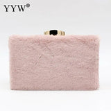 Women Plush Clutch Bag Pink Crossbody Shoulder Pouch Purse