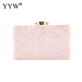 Women Plush Clutch Bag Pink Crossbody Shoulder Pouch Purse