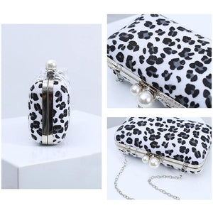 Leopard Print Evening Bag with Chain Drop for Wedding Banquet