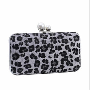 Leopard Print Evening Bag with Chain Drop for Wedding Banquet