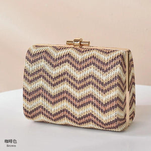 Straw Woven Wave Clutch Retro Wedding Dinner Bag
