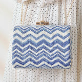 Straw Woven Wave Clutch Retro Wedding Dinner Bag