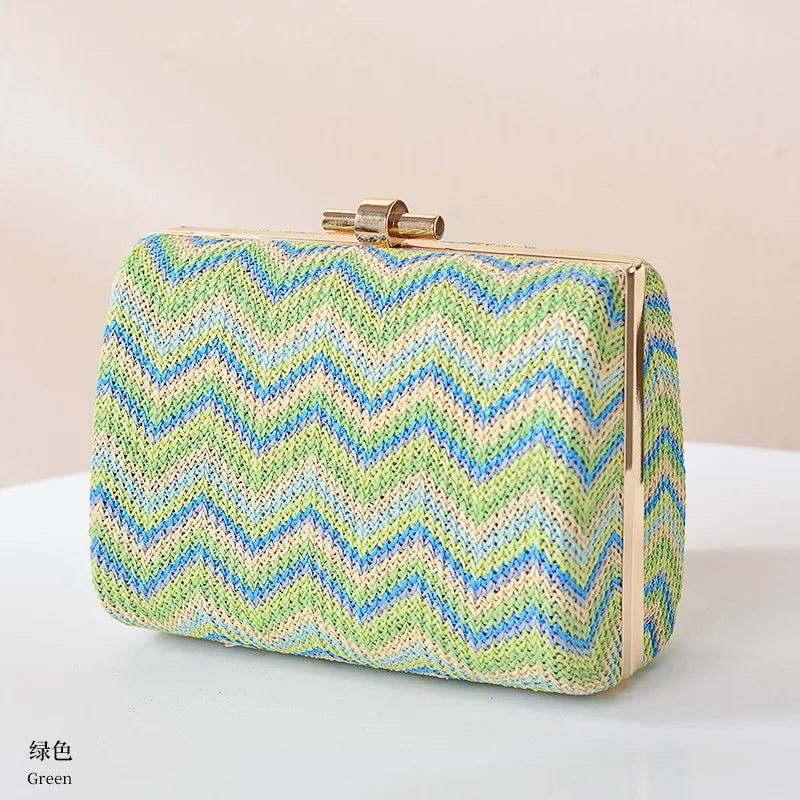 Straw Woven Wave Clutch Retro Wedding Dinner Bag