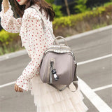 Women Backpack Zipper School Bags for Teenagers with Small Pendant