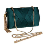 Tassel Shoulder Crossbody Bag Faux Silk Dinner Bag For Women
