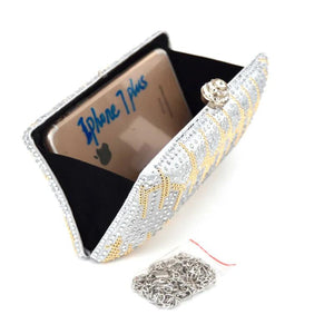 Silver Crystal Evening Clutch Bag Wedding Party Bag Mini Handbags