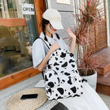 Nylon Backpack Girls Cow Letter Print School Book Bags Daily Travel Rucksack
