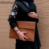 Alirattan Macbook Notebook Clutch Bag Women Ostrich Pattern