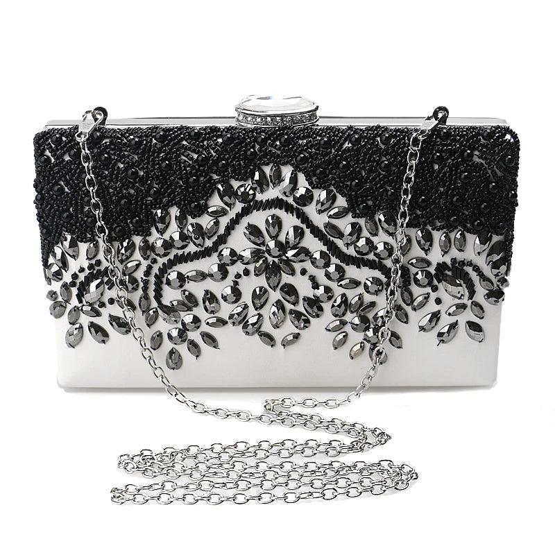 PU Women Diamonds Evening Clutches Embroidery Handbags