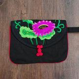 Lotus Pattern Canvas Wristlet Clutch Bag