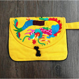 Lotus Pattern Canvas Wristlet Clutch Bag