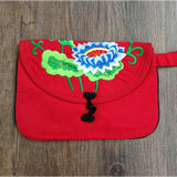 Lotus Pattern Canvas Wristlet Clutch Bag