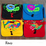 Lotus Pattern Canvas Wristlet Clutch Bag